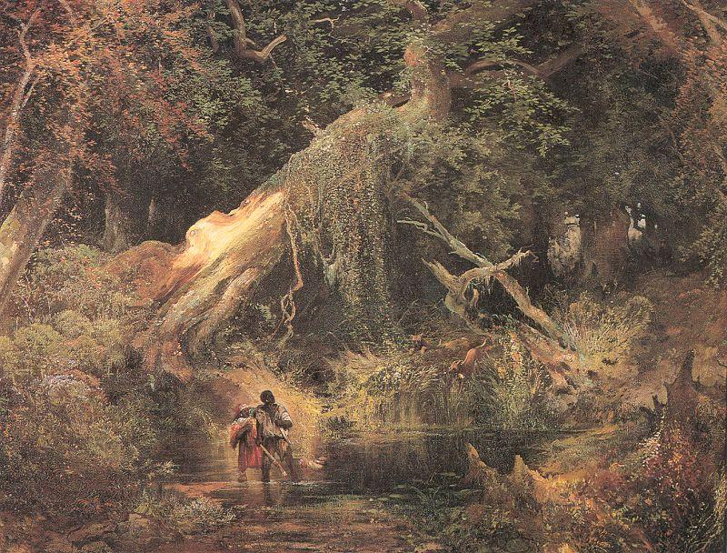 Moran, Thomas Slaves Escaping Through the Swamp Norge oil painting art